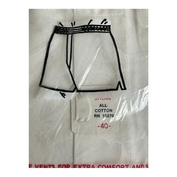 New Vintage 80s Embassy Men's Boxer Shorts White Cotton Slim Trim Shorts Size 40 - Picture 2 of 2